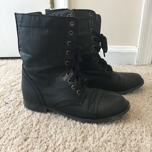 Combat style laced and zippered boots